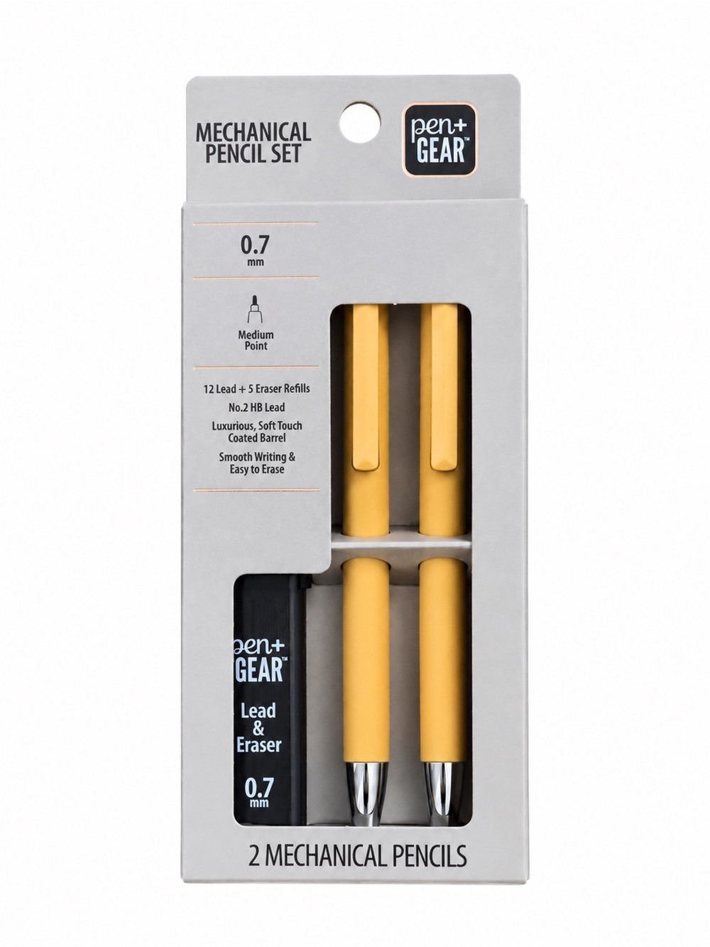 Pen+ Gear Mechanical Pencil Set 2 Pack 0.7mm No. 2 Lead Yellow